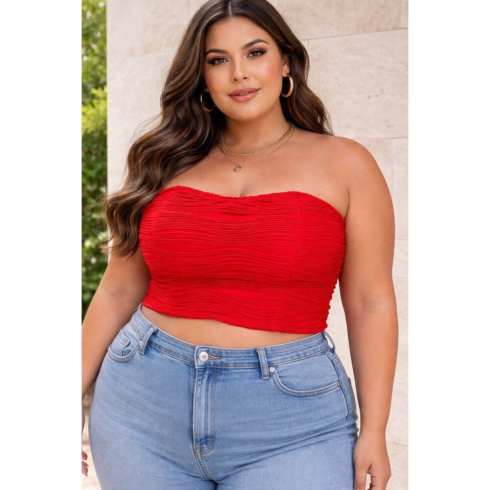 SHEIN NWT Orange Ribbed Bandeau Crop Top Plus Size 3X
